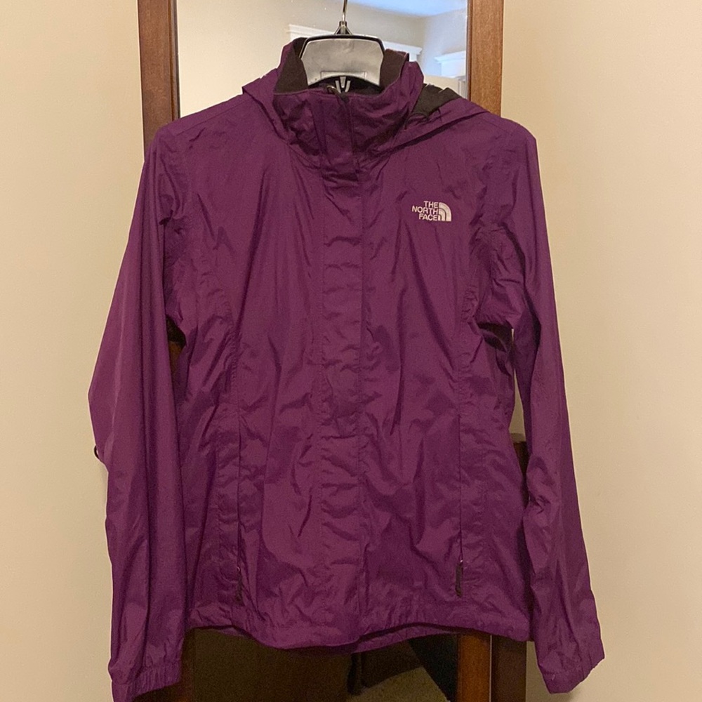 Purple North Face Hooded Rain Jacket